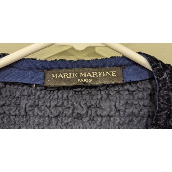 Marie-Martine Paris Blue Crinkle Jeweled Button Cardigan Size Small - Picture 6 of 7